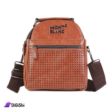 MONT BLANC Men's Leather Shoulder and Handbag With Dotes - Honey