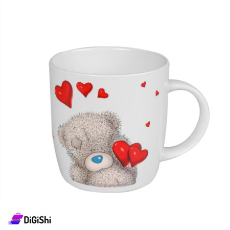 Red heart and bear Ceramic Cup - White