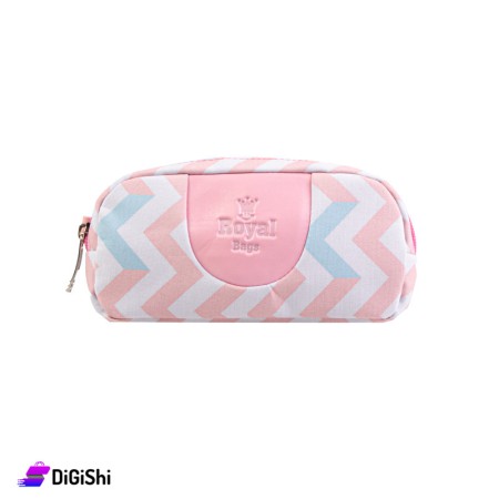 Royal Cloth Pencils Case - Pink and Light Blue