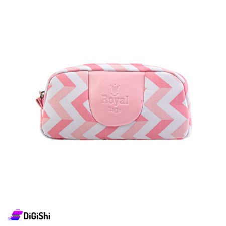 Royal Cloth Pencils Case - White and Pink