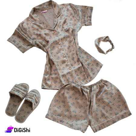 Women's Satin Pajamas Set - Choco