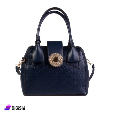 Women's Leather Shoulder and Handbag - Dark Blue