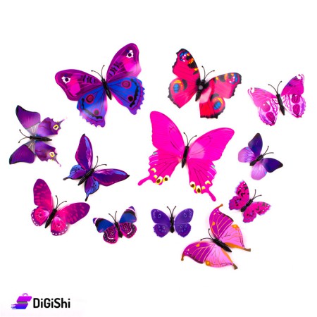Magnetic Butterfly Refrigerator Stickers - Purple