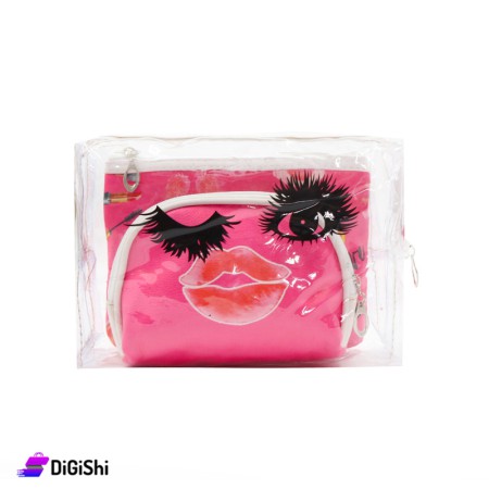 3-Pieces Makeup Bag - Deep Pink