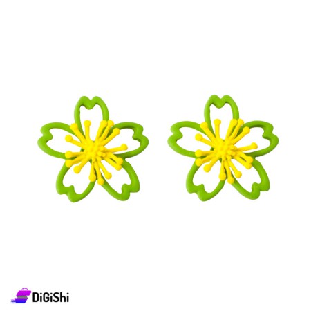 Flower Shape Metal Earrings - Olive