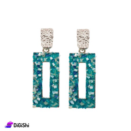 Rectangle Shape Metal Earrings with Stones - Tiffany