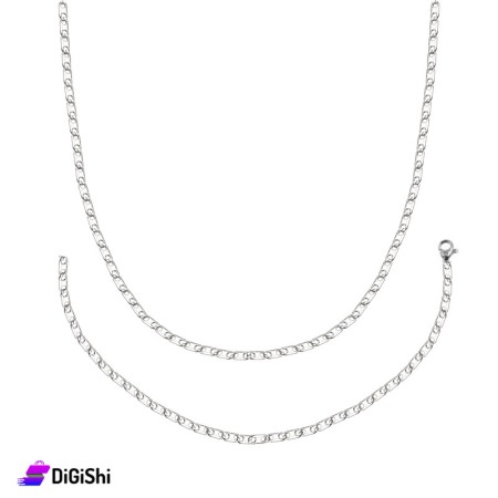 Men's Necklace and Bracelet set - Silver