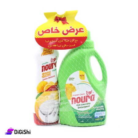noura Gel Laundry Detergent for Colored Clothes & Liquid Dish Washing with Lemon Sent