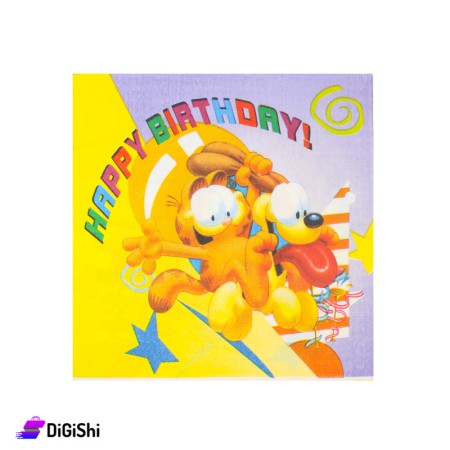 Paper Happy Birthday Napkin -  Yellow&Violet