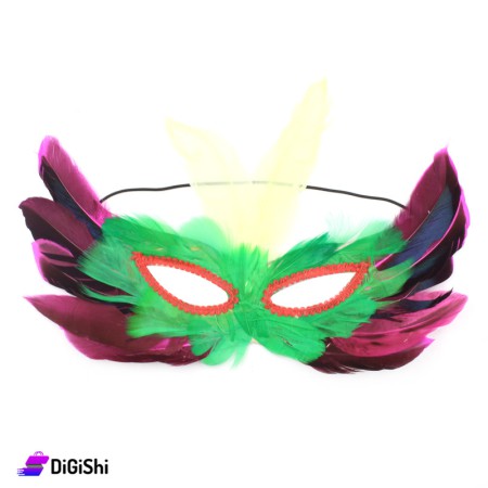 Feather eye mask - Light Green and Purple