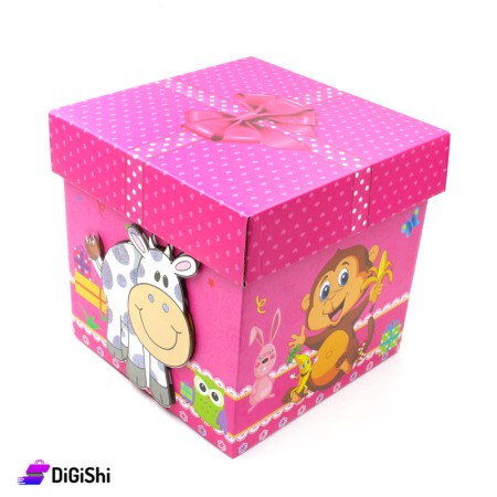 صندوق هدايا ملون مع أشكال حيوانات - زهر