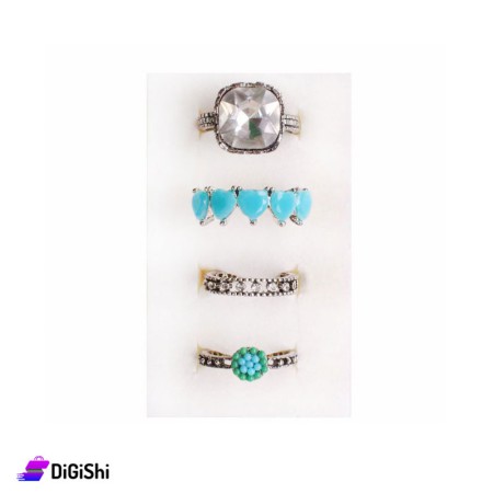 Women's silver ring set with blue zircon stones