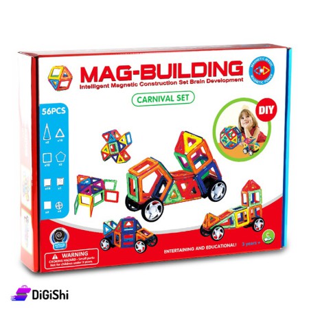 لعبة مجموعة البناء المغناطيسي للأطفال - 56 قطعة MAG-BUILDING