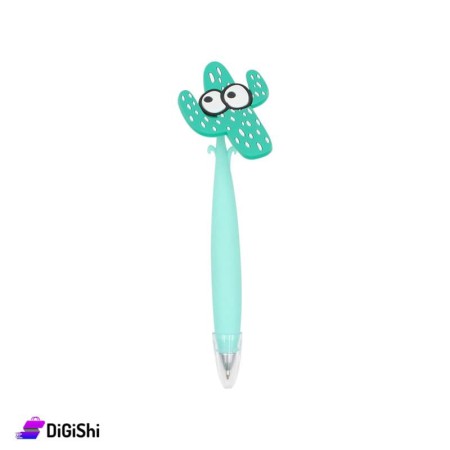 Blue Pen With Cactus Head - Light Green