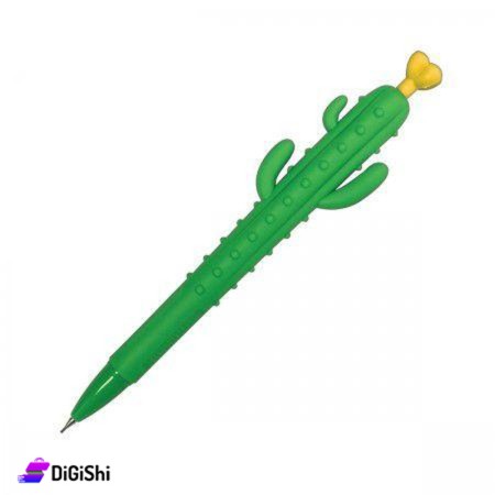 قلم كتابة رصاص كَباس على شكل صبار مع رأس زهرة أصفر