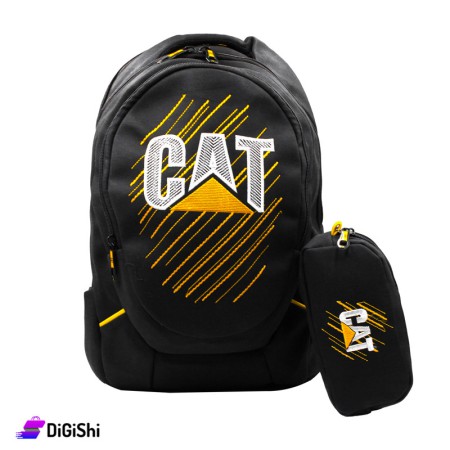CAT Cloth Backpack with a Pencil Case - Black