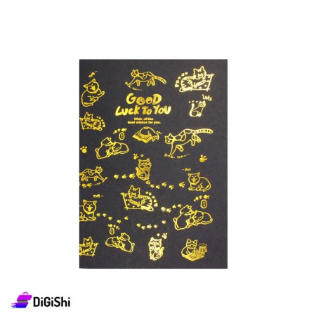 Cat Black Paper Notebook (B4) - Golden