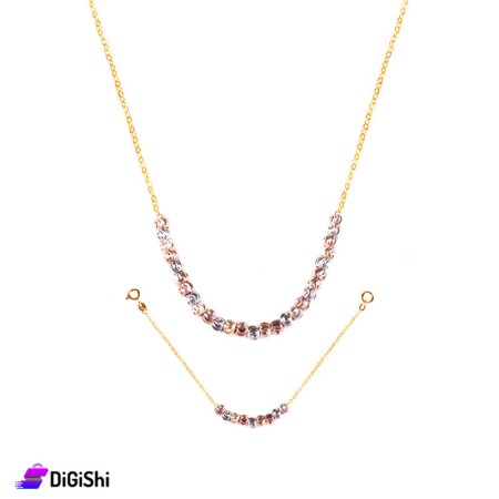 Necklace and Bracelet with Colorful Beads - Golden