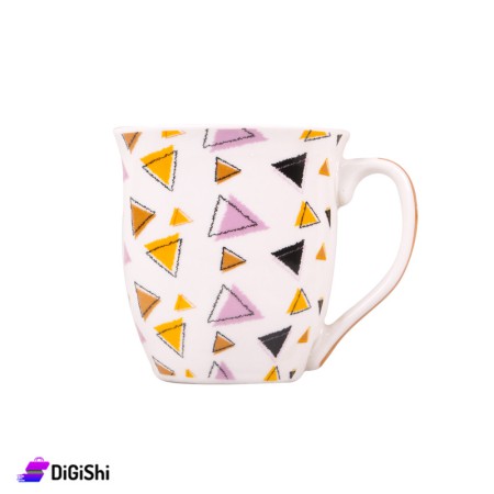 Ceramic Cup Triangles Drawing - Orange and Light Purple