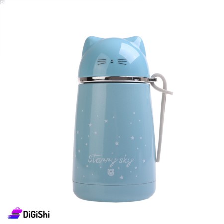 Stainless Steel Cat Thermos - Light Blue
