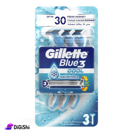 مجموعة شفرات حلاقة Gillette Blue3 Cool للرجال