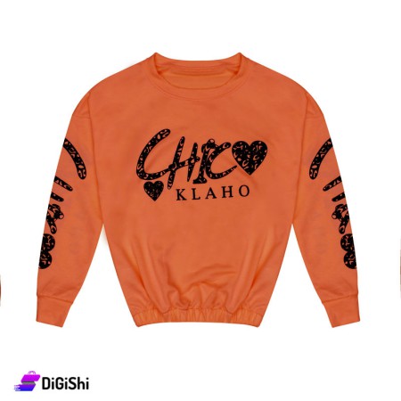 CHIC Women's Cotton Two Fleece Sweater - Dark Orange