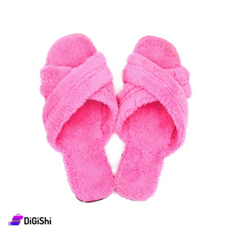 Women's Winter Faux Fur On Front Slippers - Deep Pink