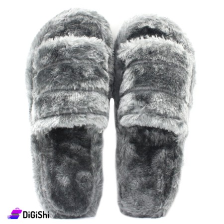 Women's Winter Faux Fur On Front Slippers - Gray