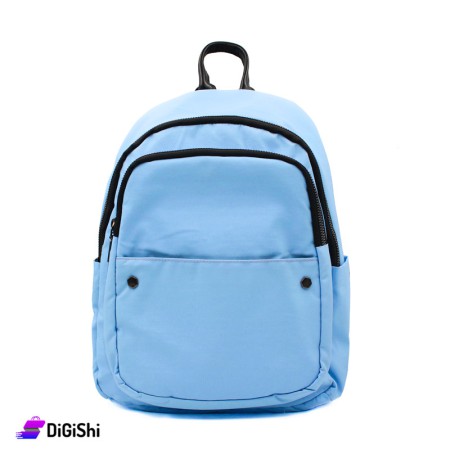 Backpack With Front Pocket - Light Blue