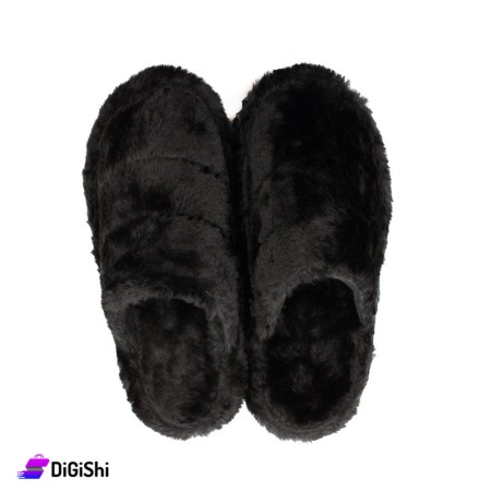 Men's Fur Winter Slippers - Black