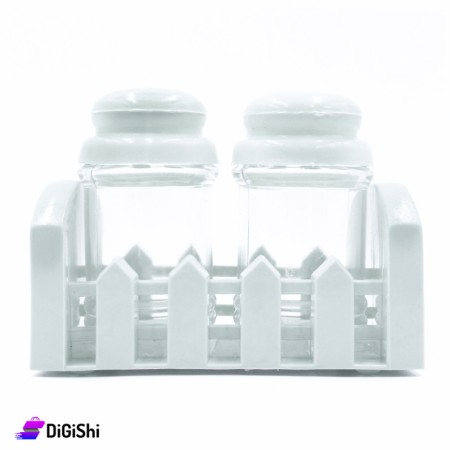 Salt And Pepper Set 2 Pieces Plastic With Stand - Gray