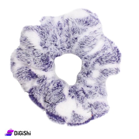 Camouflaged Fur Hair Scrunchie - Purple